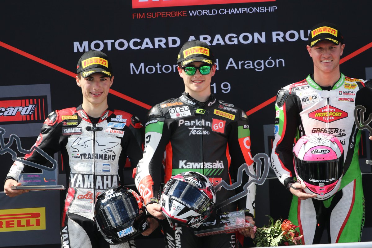 18ManuGonzalez's tweet photo. Yeeeeesss, P1️⃣ in the first race of the championship 😋💪 Thanks to the team and all the people for all the work we have done this preseason 👏🎉 Next race 🔜 next week at Assen  @WorldSBK  #AragonWorldSBK #Supersport300 https://t.co/eWxwiCdFC6