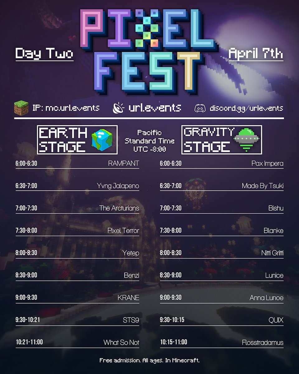 STS9's tweet photo. People of the internet! We play a virtual music festival tonight inside @Minecraft called #PixelFestival2019!! Tune into the Earth Stage @ 9:30pm PT @URLEvents ๐๐๐พ more info here: https://t.co/SBNwqNULm5 https://t.co/SsQNj5AzcU