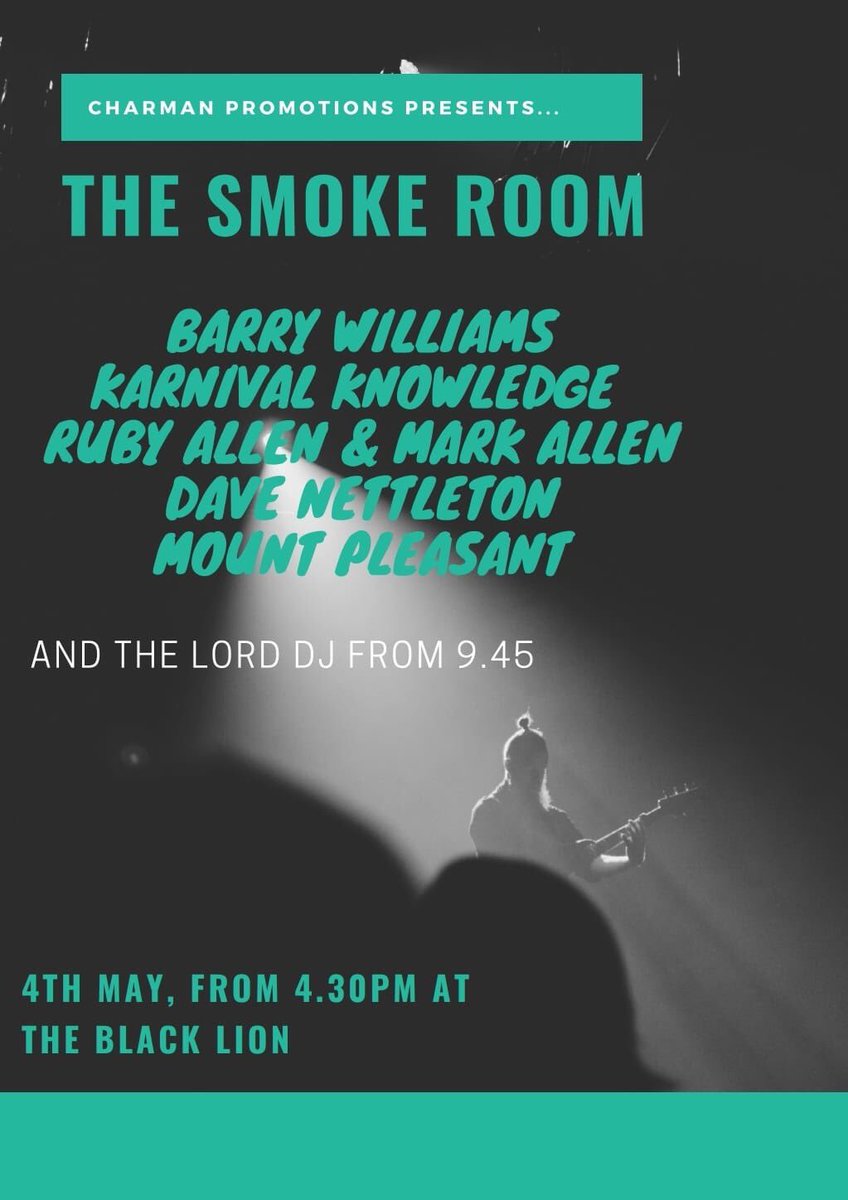 CharmanPromos's tweet photo. Another brand new show we’re excited to announce - The Smoke Room, May 4th from 4:30pm in The Black Lion, Llanfair Caereinion! https://t.co/pKD6JwhNw3