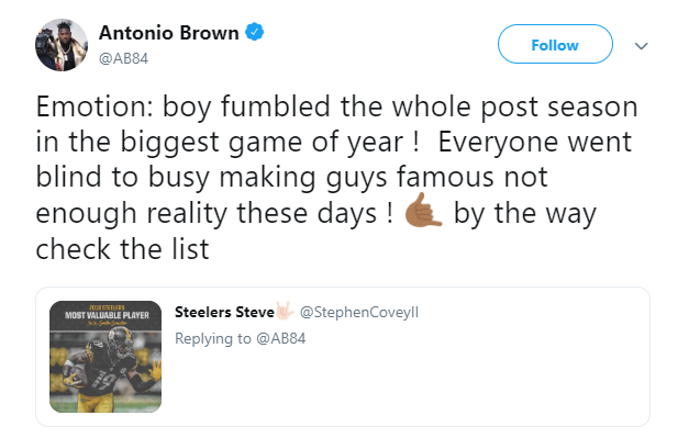 Dov Kleiman On Twitter It S Official Antonio Brown Ab84 And Teamjuju Smith Schuster Are In An All Out War Dov Kleiman On Twitter It S Official Antonio Brown Ab84 And Teamjuju Smith Schuster Are In An All Out War