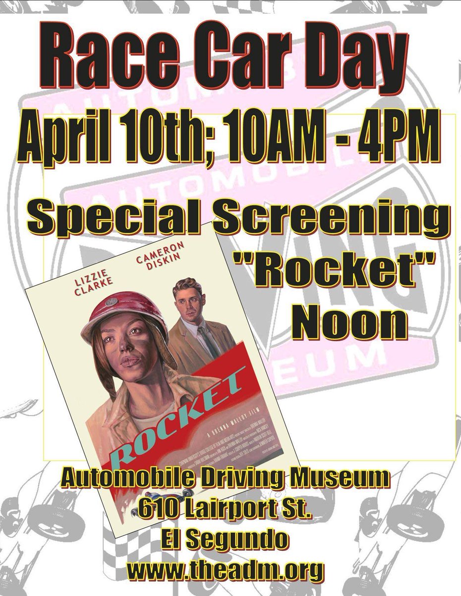 RocketTheFilm's tweet photo. 🚨SCREENING ALERT🚨

ROCKET screens Wednesday! Followed by a Q &amp; A with director @gobrennago and car owner Tom Malloy! Come by to talk movies and cars!!! #laspeedweek #racing #dirtracing #openwheel #womenbehindthewheel #womeninfilm #vintageracing #indycar #1950s #racecar https://t.co/fMgkkcNBZV