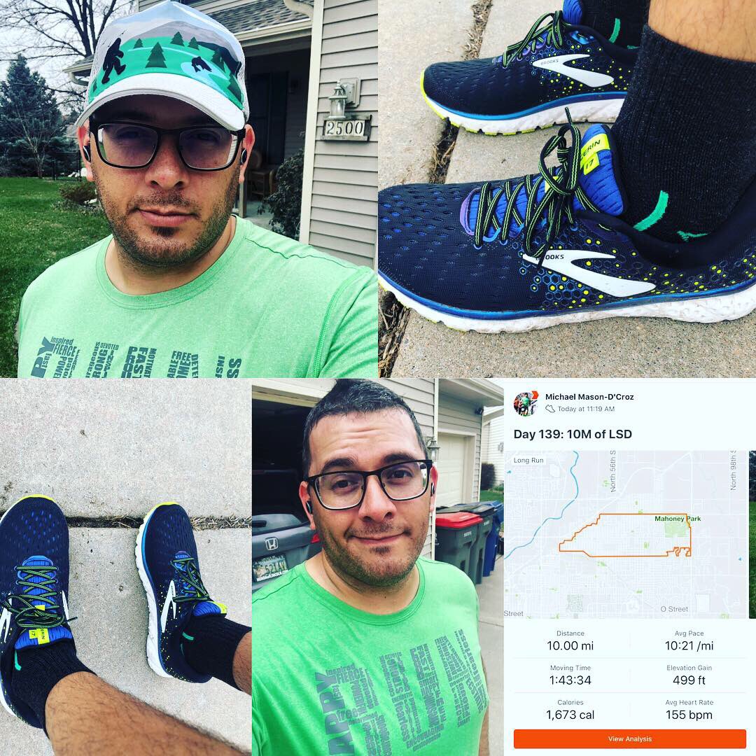 MMasonDCroz's tweet photo. #RunStreak Day 139: 10M very slow. Just trying to get the likes in. Got to love the weather today. #GreenForSpring #TeamHeadsweats #KeepACoolHead #BibChat #RunChat https://t.co/zzz7KuFrOK