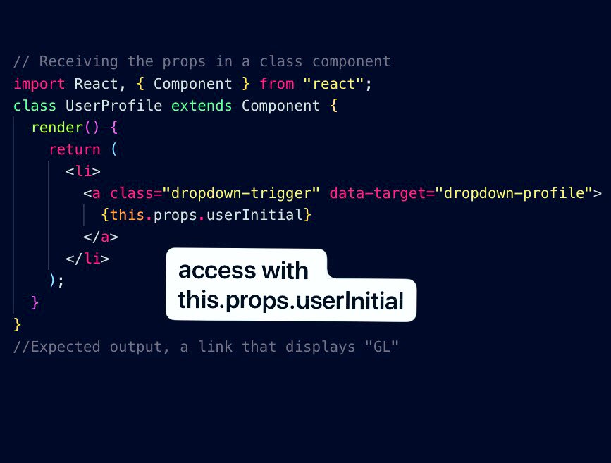 gary_doesnt_lai's tweet image. 💡Remember that for class components in React, the props are received by default. In other words, no need for constructors. Simply call this.props.propName🙃#webdevelopment #reactjs #learnreactjs #javascript #javascript30 #react #javascriptdeveloper #learnjs #learnjavascript