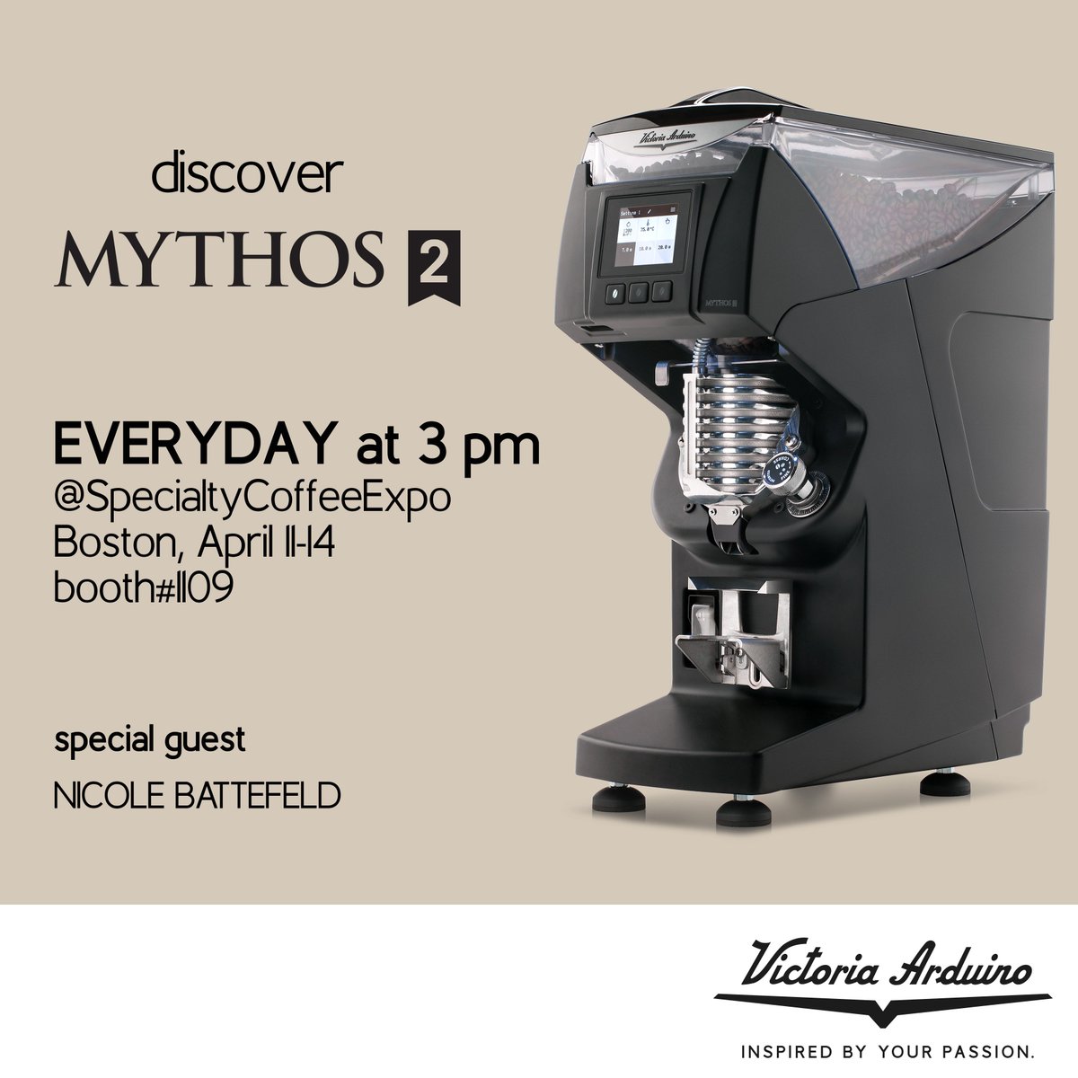 victoriaarduino's tweet image. #CoffeeExpo2019 week is here! Join us at booth #1109 and discover #Mythos2!