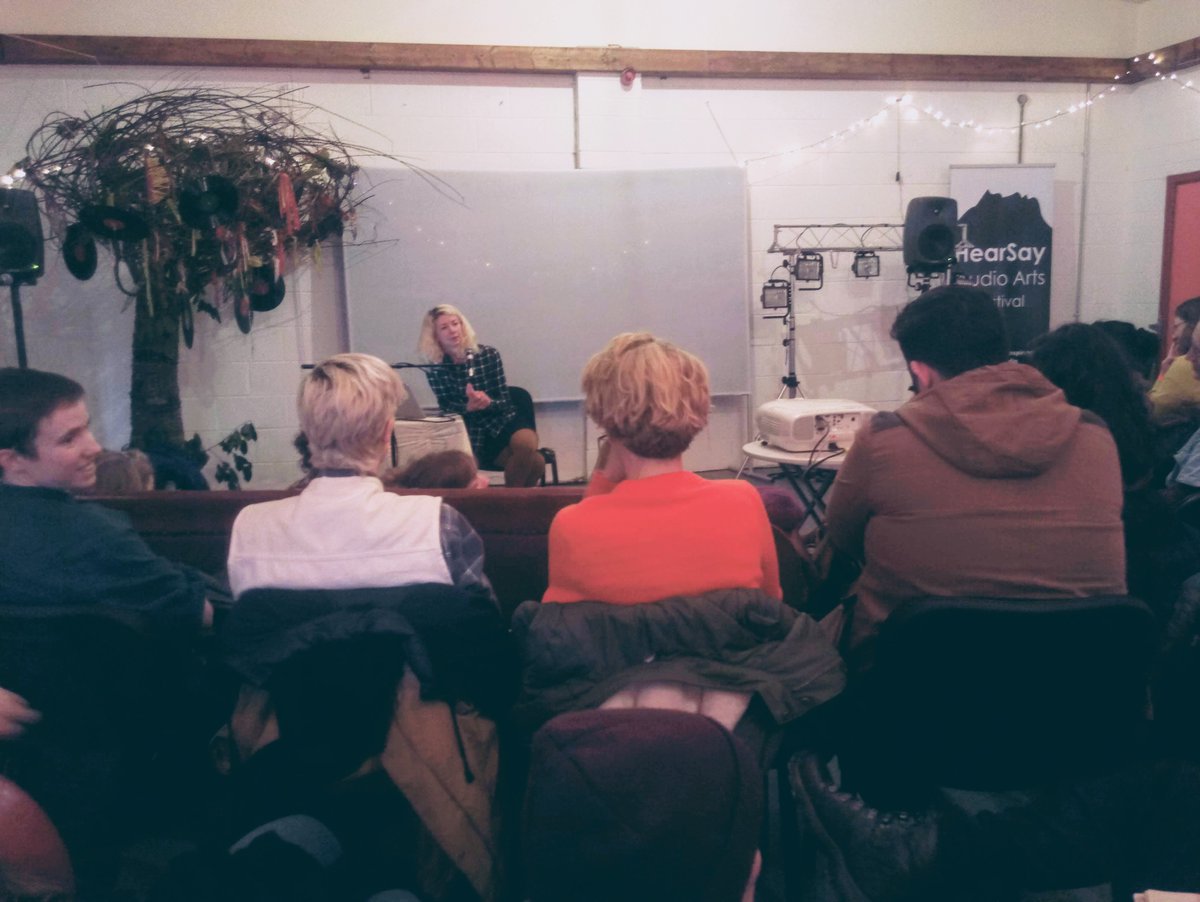 StrngrFictions's tweet photo. Sneak peak at the (almost ready) @StrngrFictions website offered to the @HearSayFestival audience - thanks for lending your ears and thoughts @VKilfinane and for all the wonderful audio experiences and practical insights #HearSay19 https://t.co/S6J2tCw5jO