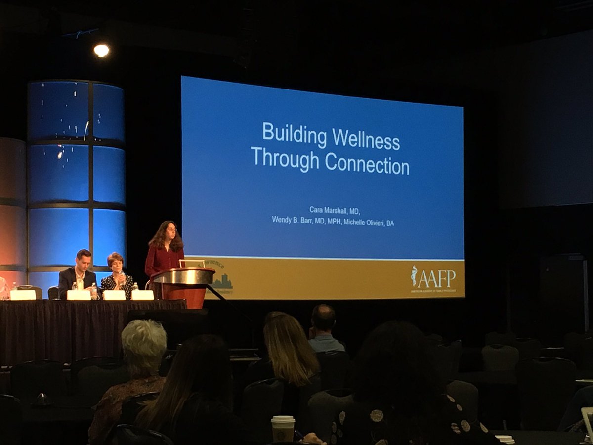 LFMResidency's tweet photo. APD Dr. Cara Marshall presenting at the #aafppdw Innovation Showcase about how we build wellness through interpersonal connection - both formal and informal. #FMRevolution #physicianwellness #residentwellness #LoveLawrence https://t.co/63QlcXjTQA