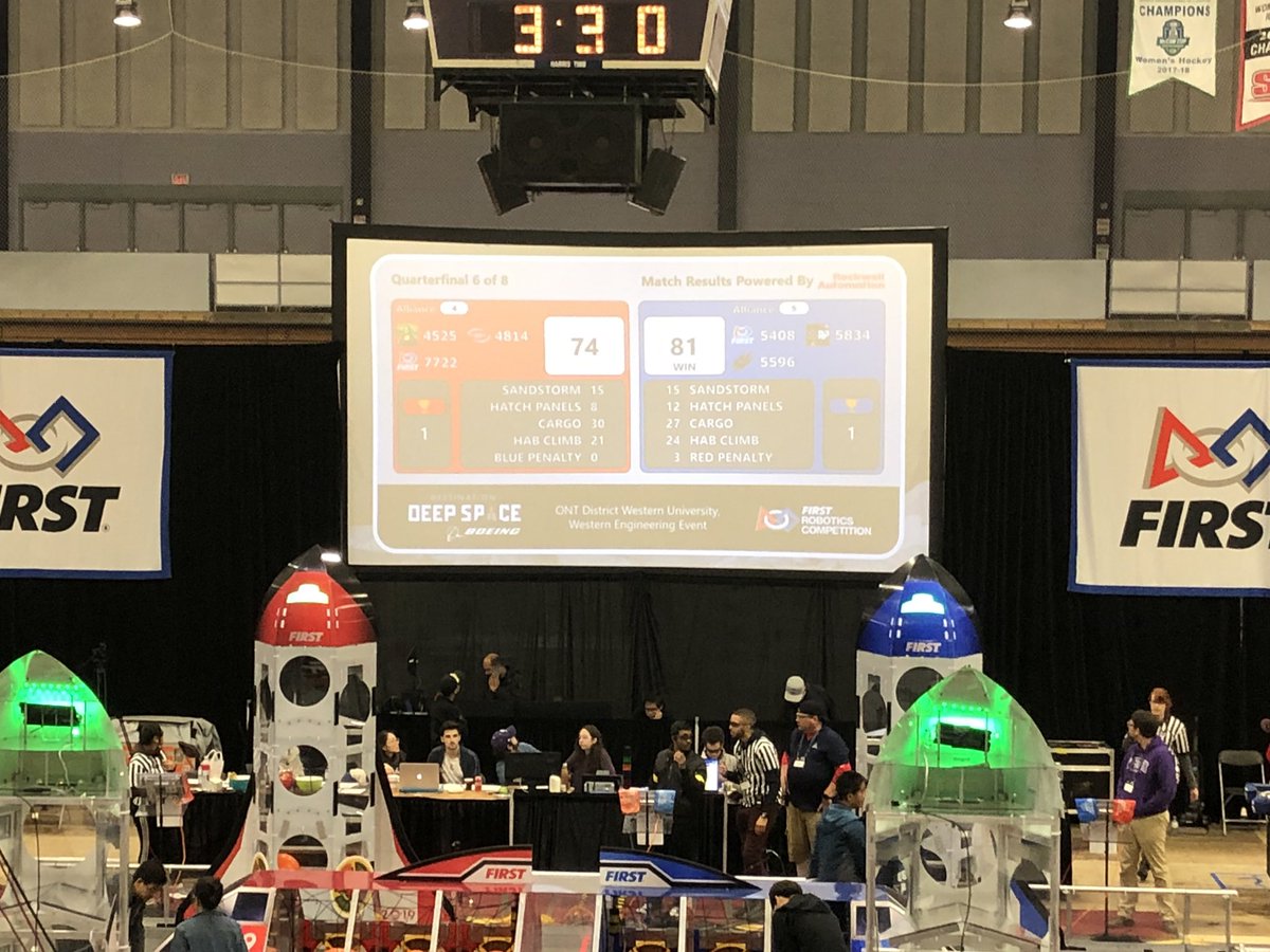 5596Robotics's tweet image. And that a wrap! Great weekend with endless learning opportunities and great memories made! Win or lose we are grateful to have made it into the quarterfinals @WesternU @TCDSB @5596Robotics @CANFIRST #frcteam5596 #roboticscompetition #STEMeducation #deepspace2019