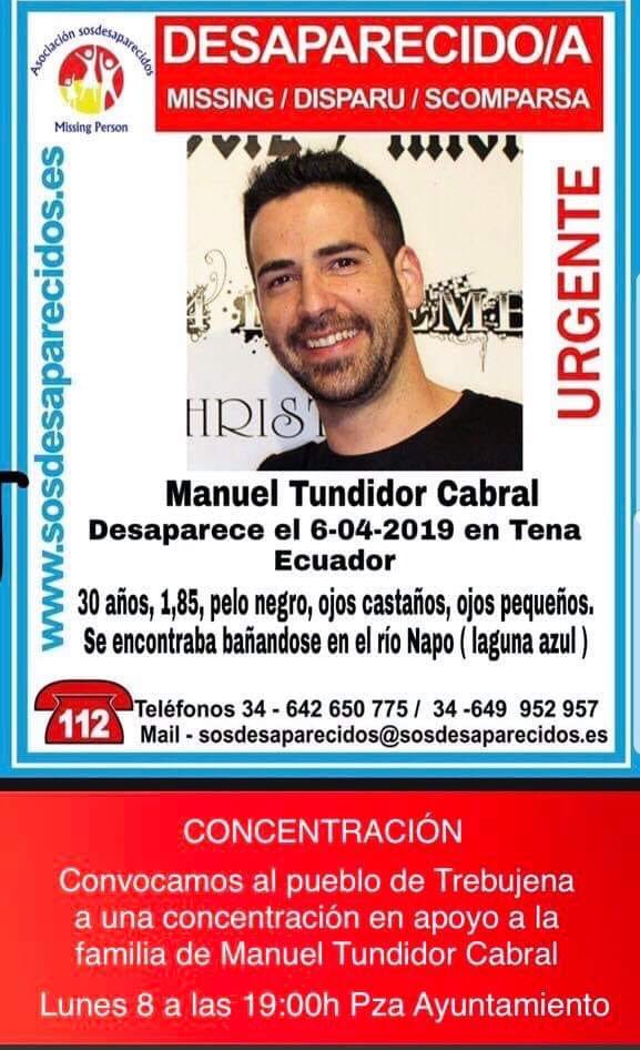 oliendolibros's tweet photo. Necesito colaboración por favor para difundir. Necesitamos que el gobierno envie medios a Ecuador para poder encontrar a Manolete lo antes posible. Ayuda por favor!!! El tiempo juega en nuestra contra. @gobiernoespa https://t.co/yyZ8gC3Z3U