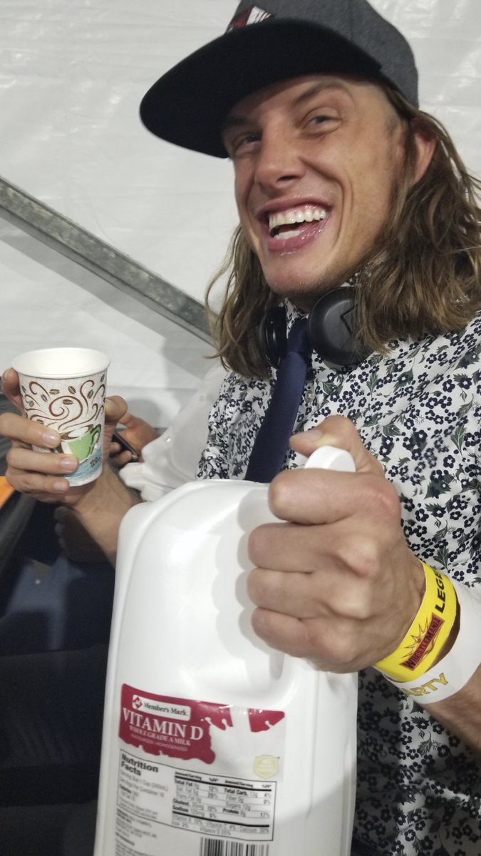 Wrestlemania is insane, I took a gallon of milk from catering no questions asked, it’s brover #brover #ob #stallion #originalbro #kingofbros