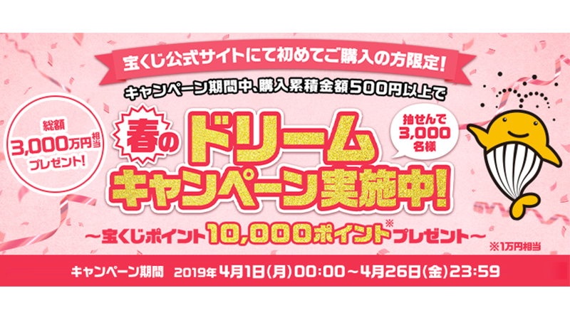 ট ইট র 宝くじ公式アカウント 宝くじポイントプレゼントキャンペーン実施中 ドリームジャンボ の発売を記念して 宝くじ ポイント10 000ポイントプレゼントキャンペーンを4月26日 金 まで開催いたします この機会にぜひネット購入を利用してみてね