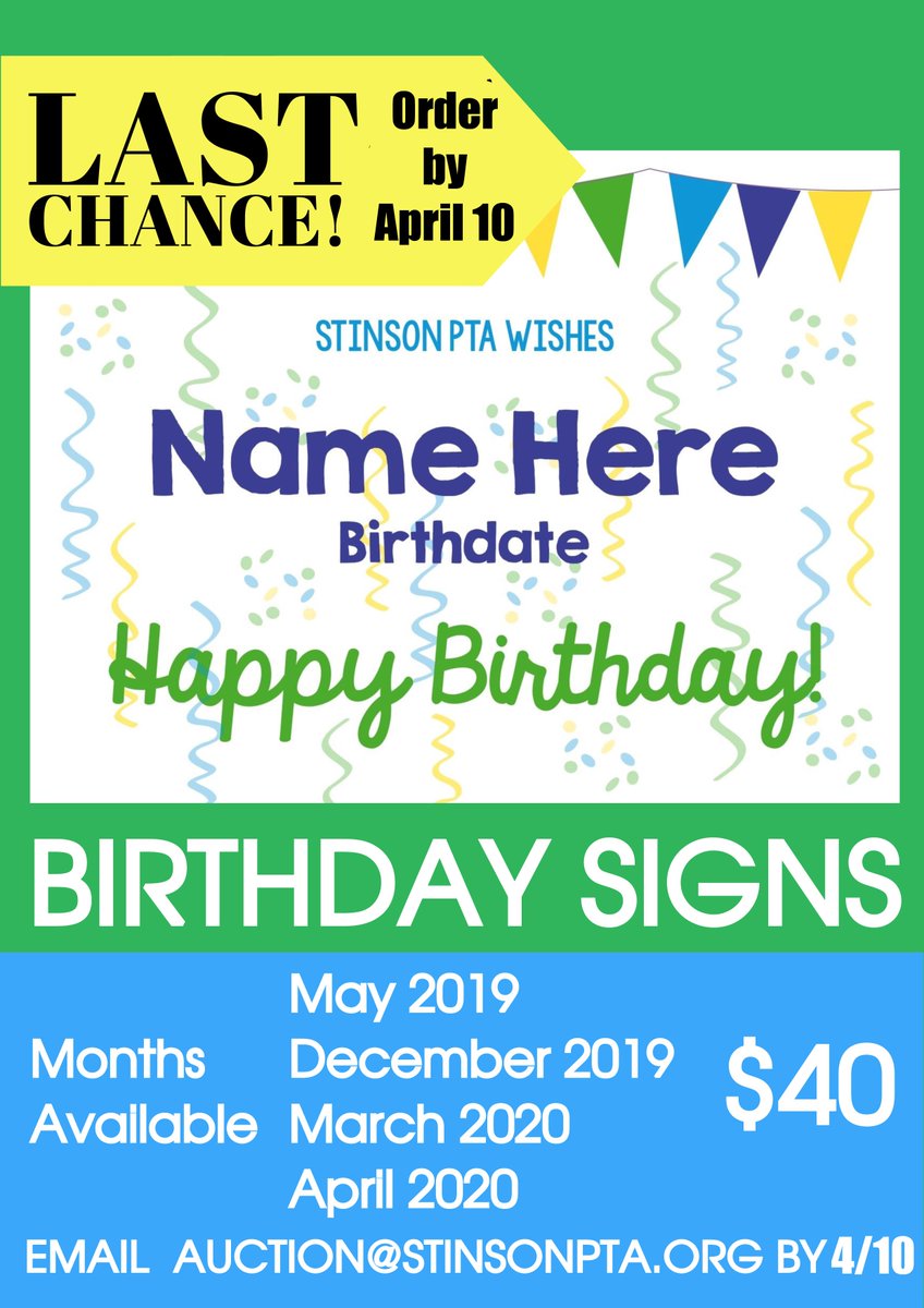 Last chance to order a birthday sign for the 2019-2020 academic year!