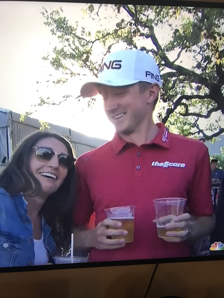 Mac Hughes showing off the proper way to celebrate a Canadian PGA Tour win.