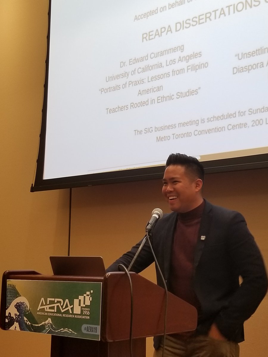 #AERA19 REAPA Dissertation of the Year award winner Dr. Edward Curammeng!