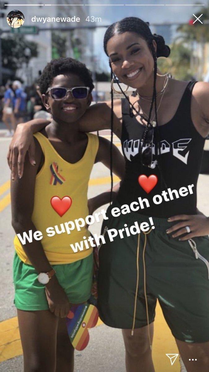 CamiCruzThomas's tweet photo. Dwayne Wade and Gabby Union supporting young Zion at Miami Pride is so beautiful, I could cry. I can’t imagine having had this type of support as a kid (or even young adult). Amazing example of living in and showing unconditional love 💕 https://t.co/2cT8Ow6kik