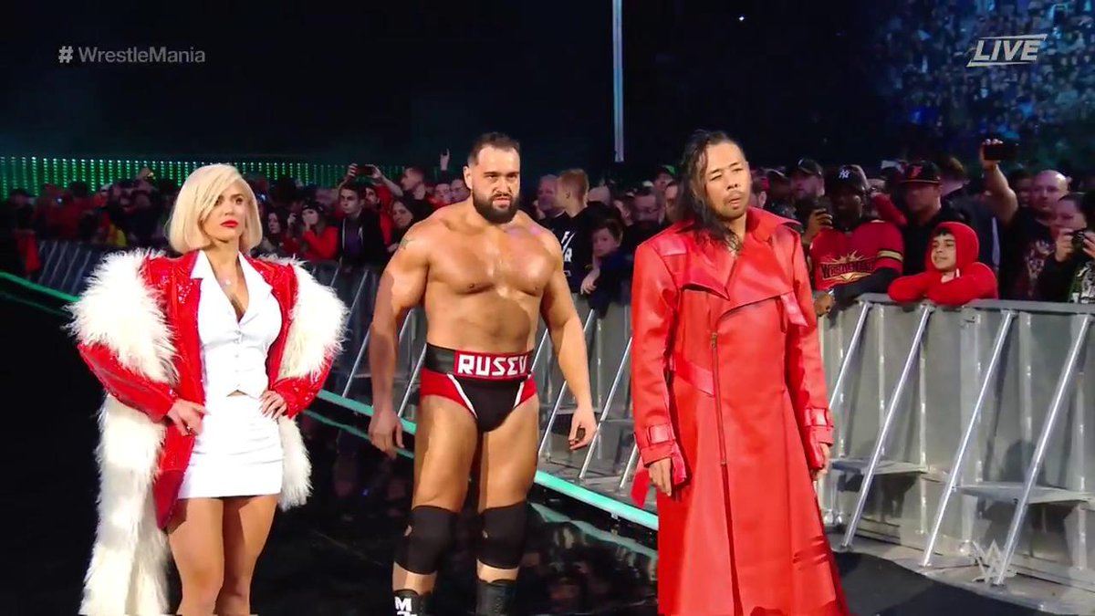 WrestleMania's tweet photo. Did #WrestleMania fall on #RusevDay?

We're about to find out! @LanaWWE @RusevBUL @ShinsukeN https://t.co/vfKTs0ZQGR