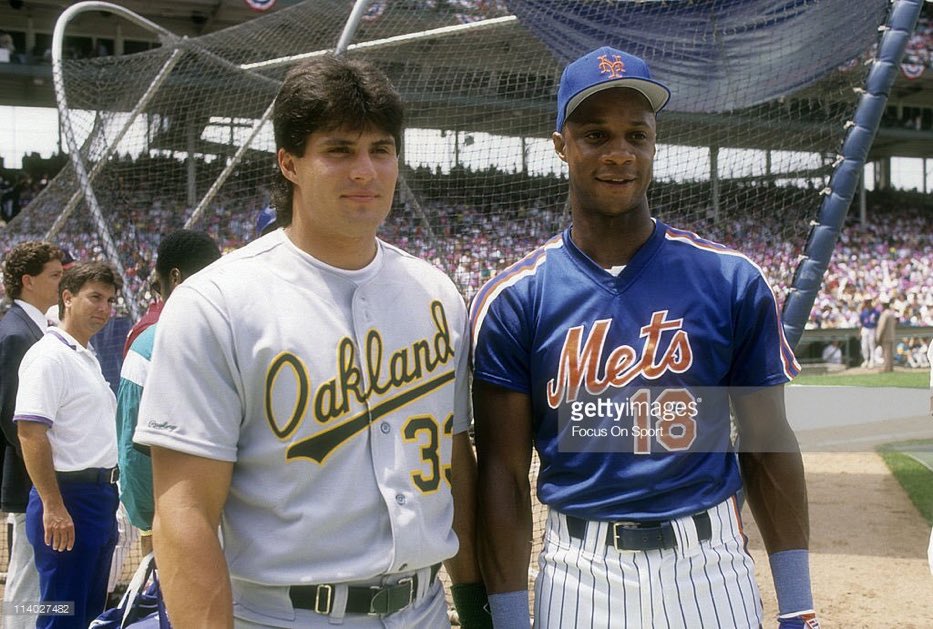 Canseco: Went 40/40 on the juice in '88. 

Strawberry: Went 39/36 in '87 while coked to the gills and fucking people between at-bats. 

Advantage: Straw