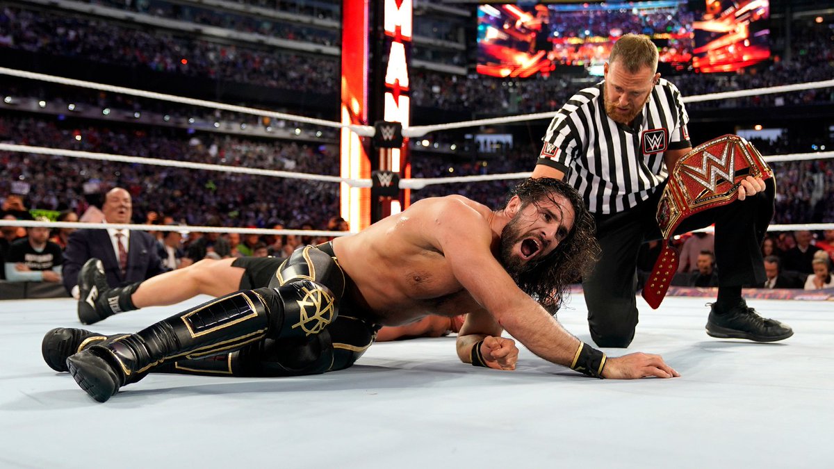 DailyAmbrollins's tweet photo. #WrestleMania digitals: Seth defeated Brock Lesnar to become the new Universal Champion. #SethRollins https://t.co/8HyDy2dvla