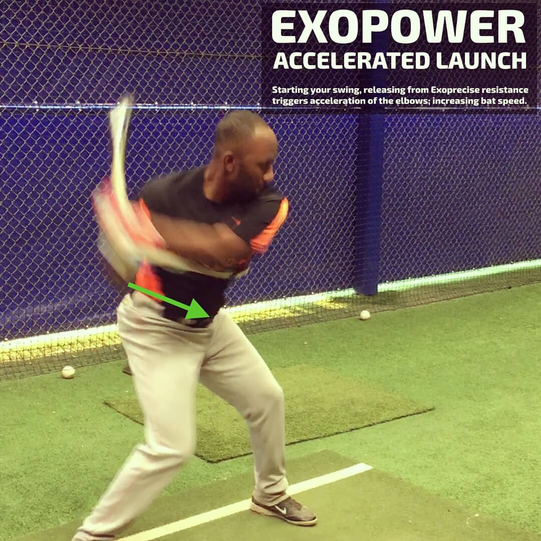 LaserPowerSwing's tweet photo. #Exopower #AcceleratedLaunch Starting your #Baseball and #Softball swing, releasing from #Exoprecise resistance triggers acceleration of the elbows; instantly increase #BatSpeed, stimulating fast twitch muscle fibers, leading to, more bat speed on gameday https://t.co/RNEFdr0wqB https://t.co/ZDyu9TRFeL