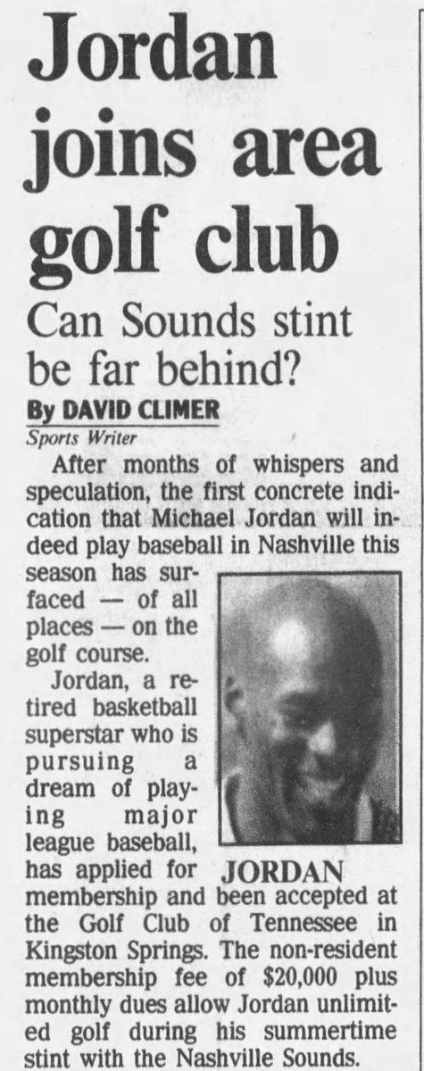 From Dec. of ‘94 to Feb. of ‘95, the odds were good that Jordan would start the 1995 season with the triple-A Nashville Sounds. Jordan bet on himself, joining a golf club in early February, while Sox GM Schueler said MJ would have to “fall on his face” to go back to Birmingham.