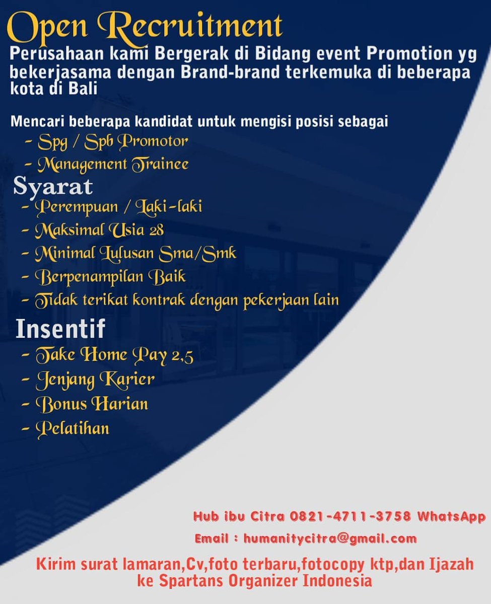 liburan_dibali's tweet photo. BALILoker: BALILoker

#baliloker #lokerbali #bursakerjabali
#lokerubud #lokerdenpasar #infopekerjaan #lowongan #lowonganbali #carikerja #lokerhotel #lowongan #bursakerja #lowongankerja #lowongankerjabali #lowongankerjaterbaru #lowongankerjadenpasar https://t.co/KVmSyjlXXv #lowo…