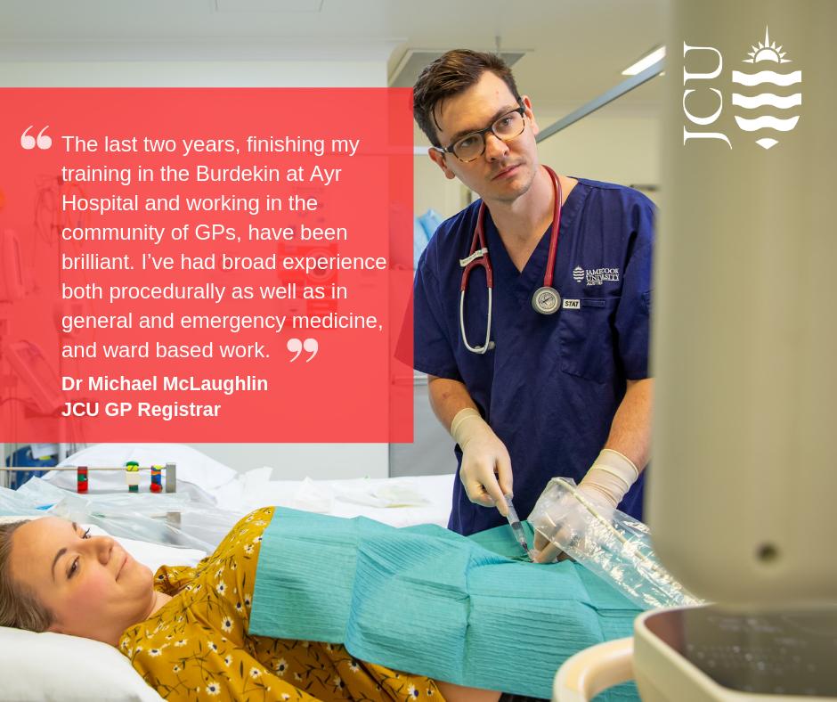 JCUMedDent's tweet photo. Our GP Registrar Dr Michael McLaughin says his rural and remote medicine experience has helped him become a better doctor. Find out why https://t.co/k0ZPXdYgdY #RuralGP #RuralDoctor #MakeLifeMatter #JCUGPTraining #RuralHealth @jcu https://t.co/nDd3gjwzfL