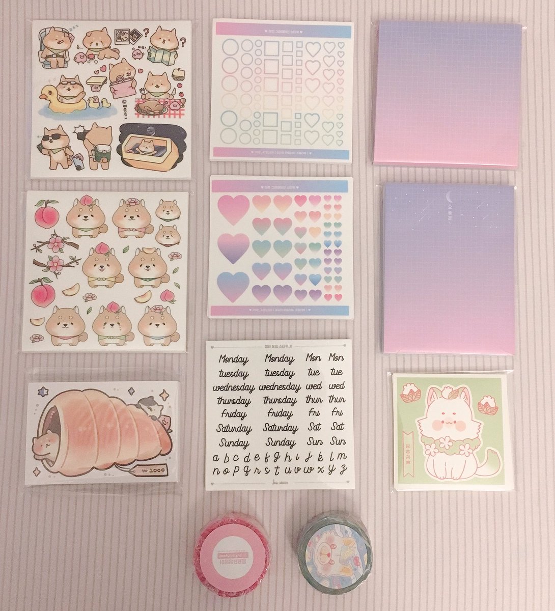 dyomingo's tweet photo. <dyomingo’s tiny little 1k followers+#7YearsWithEXO giveaway!>

you’ll win:
-stationery set (50+ stickers, 3 memo pads, 2 washi tapes)
-almostblue twinkle jelly wallet in white
-OT9 stickers
-dmumt (allegro), blooming days (both vers.), hey mama (xiumin vers.) https://t.co/X2N3Ua4itk