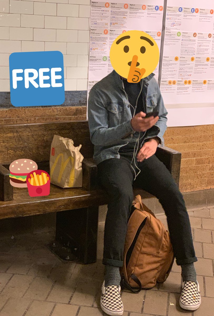 MTADoubleSeater's tweet photo. When you supersize and need an extra seat for yo fries. Baddah bah bah bah. #lovingit #nycmta #SubWayLive #subway #MTAproblems @mtanow6 https://t.co/Lhs2FjjId7