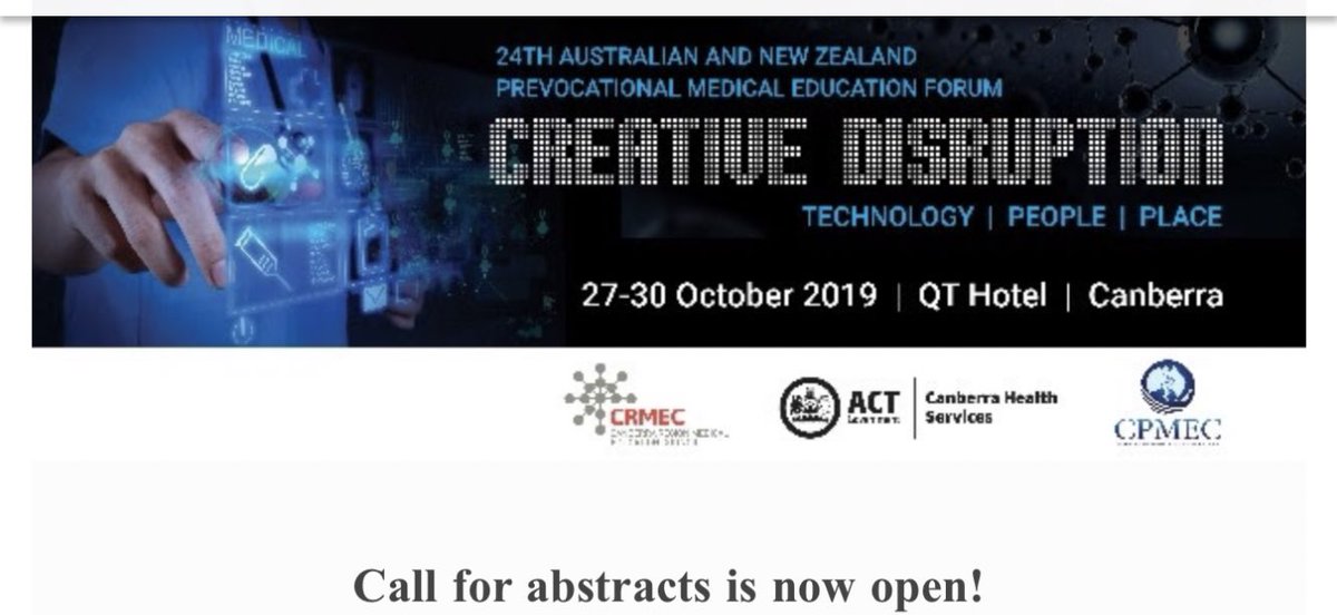 Excited to announce the call for abstracts for the Australian and New Zealand Prevocational Medical Education Forum #prevoc19 is now open! 

Abstract submissions close Friday 31 May 2019. Further information on the abstract submission can be found at - prevocationalforum2019.com/abstract-submi…