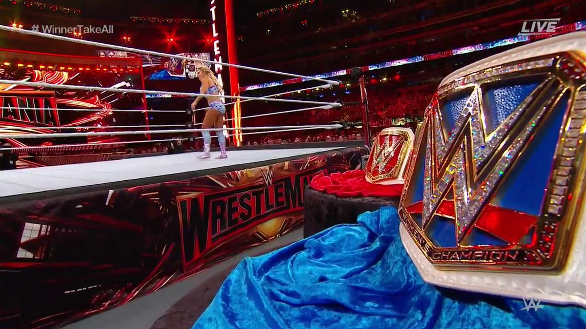 WWENewsExtra's tweet photo. This is what it's all about, and @MsCharlotteWWE is ready to take the ULTIMATE throne. #WrestleMania #WinnerTakeAll #CharlotteFlair https://t.co/u4saZige1N