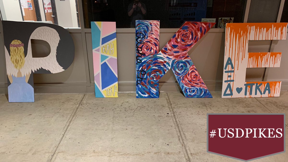USDPIKES's tweet photo. In conjunction with the main #USDPIKES Food Drive each Sorority will be represented by their respective letter! The Sorority who collects the most items will be featured on next years Thursday Night Live shirt! https://t.co/7N8nksr1ir