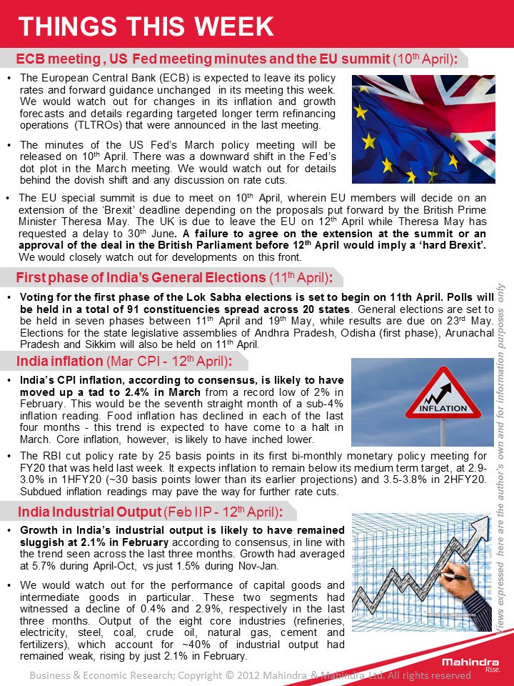 shuklasach's tweet photo. #ThingsThisWeek
#ECBmeet; #EUSummit to decide on the ‘Brexit’ deadline; 
#LokSabhaElections - 1st phase of voting; #MarchCPI; #FebIIP https://t.co/TApXQRdcwD