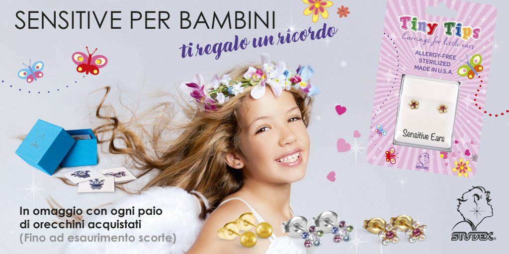 StudexItalia's tweet image. Gli orecchini Sensitive Tiny Tips sono anallergici e sterili, il regalo perfetto per i più piccoli👧🧒 
📆Fino al 21 Giugno, per ogni paio di Tiny Tips acquistato, un simpatico omaggio Studex🎁
#TiRegaloUnRicordo #SensitiveForKids #SensitivePerBambini #SensitiveByStudex
#Studex