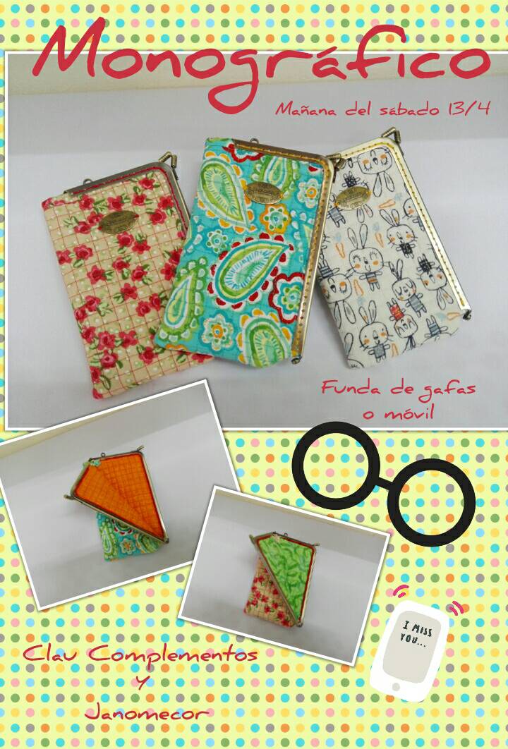 ClauComplemento's tweet photo. Quieres aprender a fabricar estas fundas para gafas o móviles??  Son super prácticas y muy divertidas de hacer, no te pierdas este monográfico, tenemos todo preparado, te esperamos!!! https://t.co/BEhw1R6Pa0