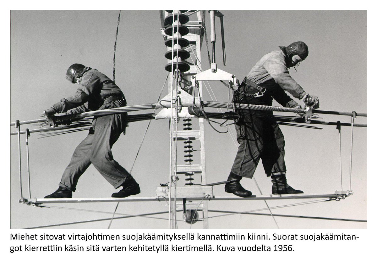 Työ voimajohtotyömailla on muuttunut 90 vuodessa paljon. 1920-luvulla riitti, kun oli rohkea ja nopea. Turvavarustus oli mitä oli. 

Nykypäivänä koulutus on pitkä ja opiskelu jatkuvaa. #Työturvallisuus ja #riskienhallinta ovat keskiössä. 

fingrid.fi/kantaverkko90 #kantaverkko90