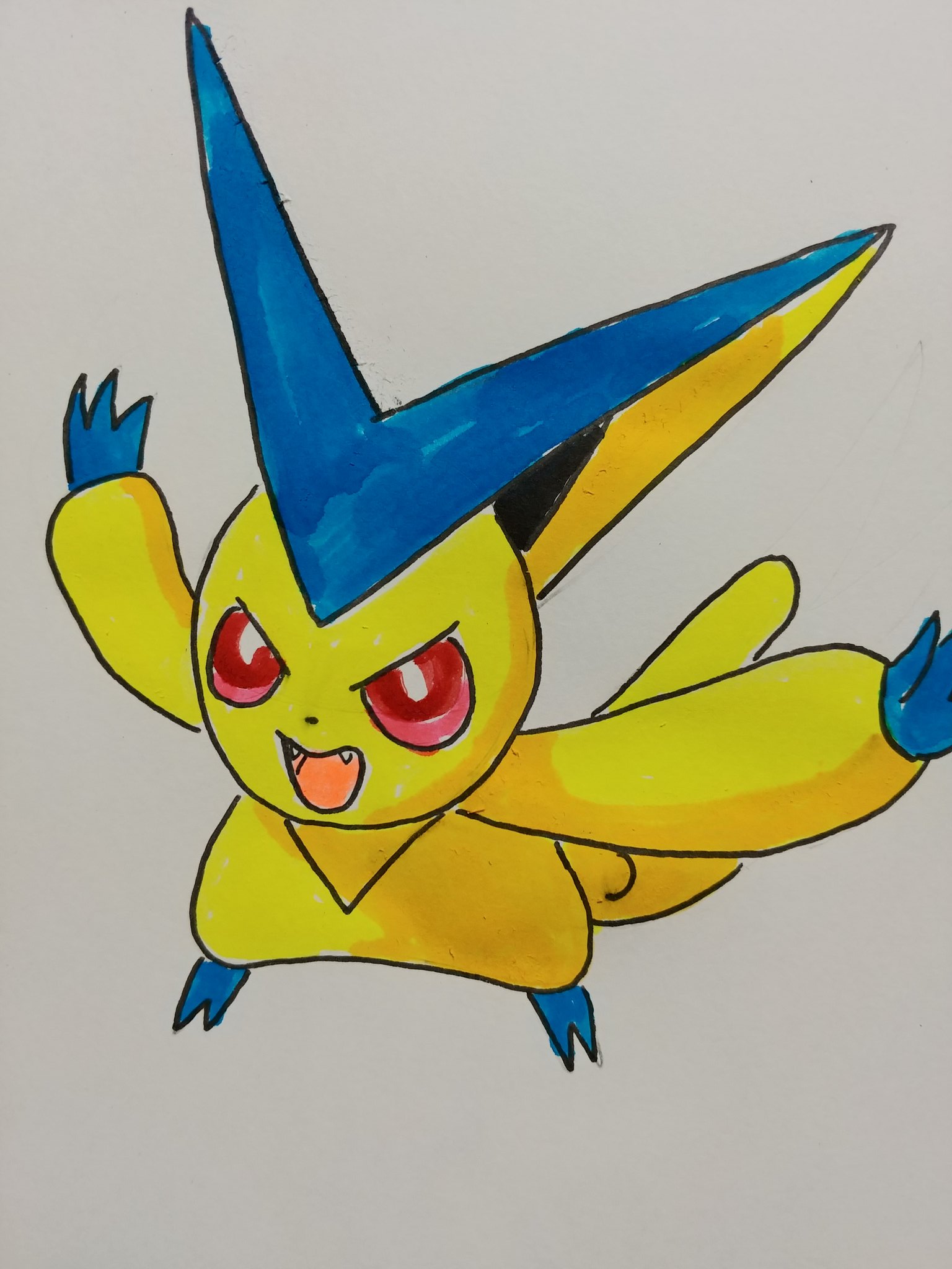 ゴルディアス A Twitter オリジナルフォルムポケモン第２段 ビクティニ 竜の加護の姿 タイプ エスパー ドラゴン 技 Vメガキャノン ドラゴン ひょうばく 完全体キュレムの技 あおいほのお らいげき 絵描きさんと繋がりたい イラスト好きな人と繋がりたい アナログ