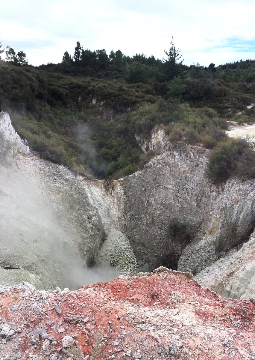 Tyranakisaurus's tweet photo. Every day at #Rotokawa brings new discoveries. Today, a little bit of exploring with @scronin70 and @CMontanaro81 brought us to some lovely craters, A-Hole, B-Hole, and C-Hole, with bubbling water and alteration galore. #ILikeHoles #HoleyMoley #HoleInOne #TheHoleKitAndKaboodle https://t.co/DY1hQUI6Yb