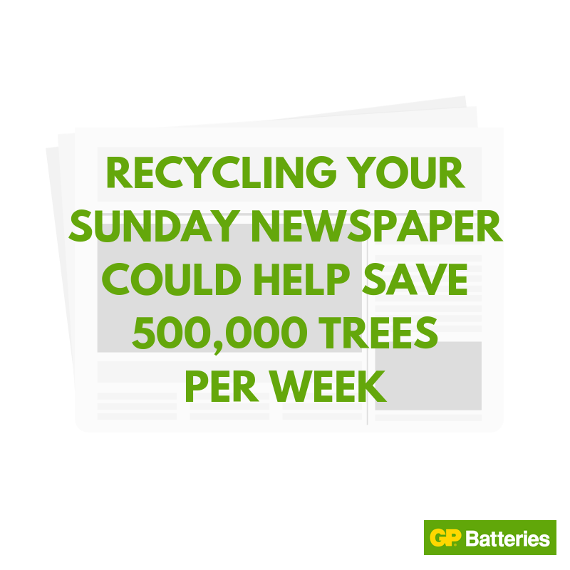 GPBatteries_UK's tweet photo. Did you know, recycling your Sunday newspaper can help save half a million trees per week?! 🌳 >> https://t.co/bcvi7SrzVF #GPSaveEnergy #GoGreen via @aslwaste https://t.co/d1hCjeptl2