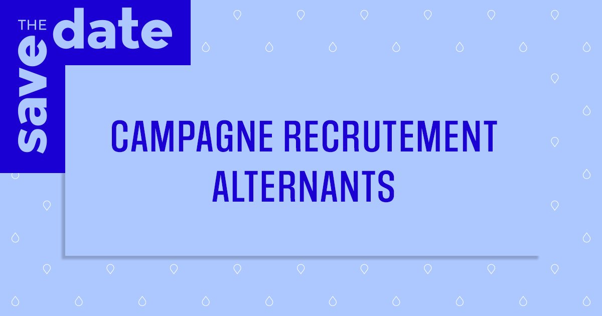 [Save the date]
🚨 Top départ de la campagne #recrutement de nos futurs #alternants. 
📣 Nous recherchons 100 jeunes Talents 🙂
📌 #Postulez en ligne 👉 bit.ly/2Jc9Wly
#Alternance #Etudiant #Apprentissage #Orientation