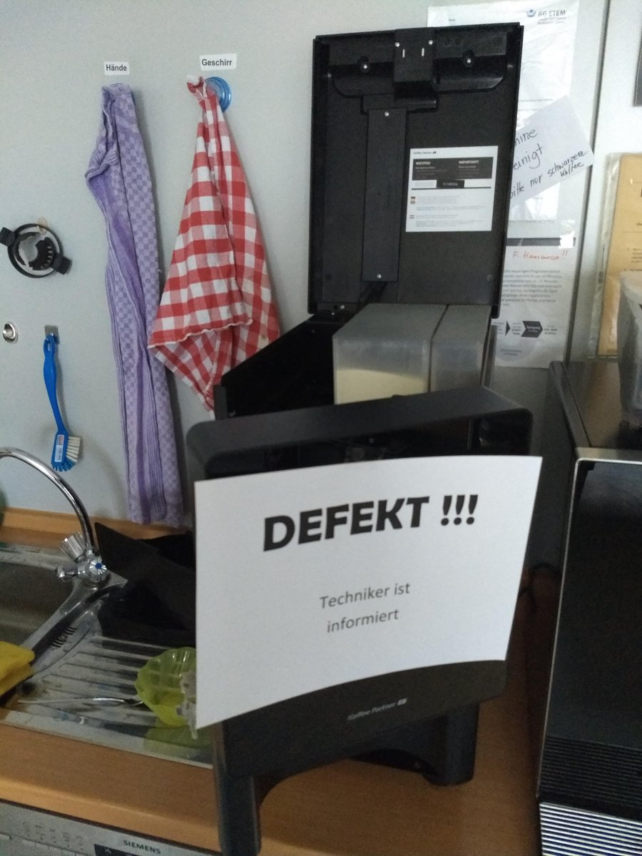 wimo_de's tweet photo. Today @wimo_de was hit by a catastrophe of imeasurable dimensions - our coffee maker broke down. On a monday morning. All work has come to a halt. It was a honor serving you. Farewell! https://t.co/ope9bsEZFn