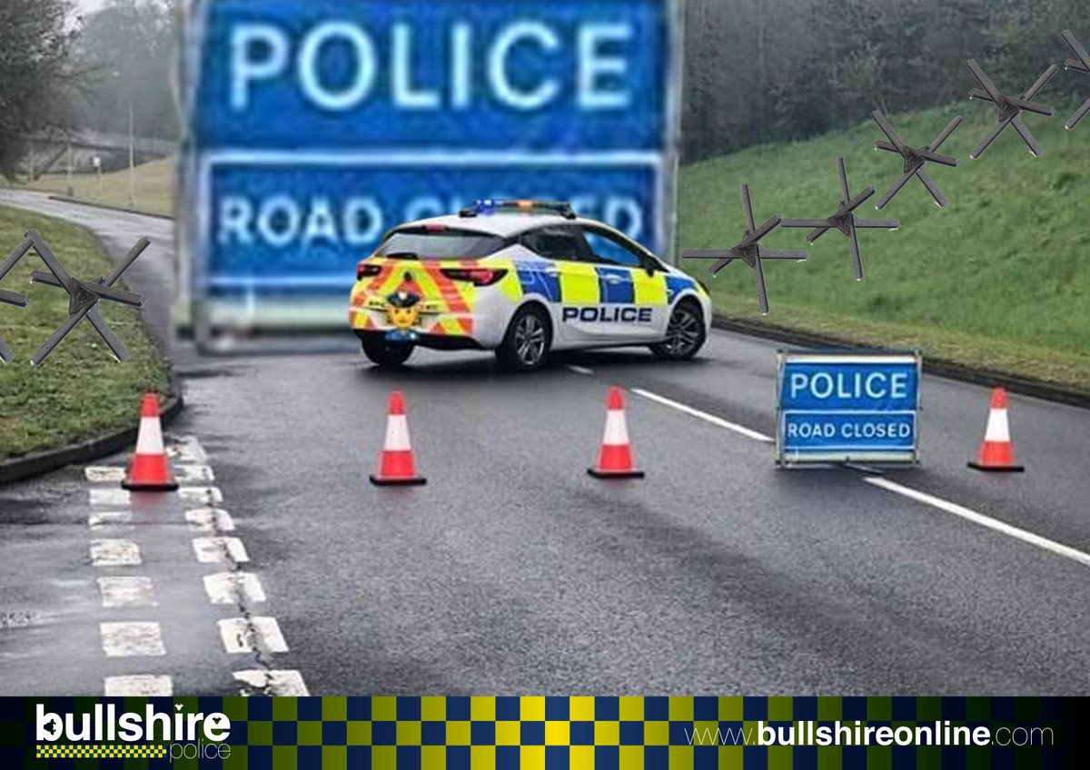 BullshirePolice's tweet photo. Today sees the roll out of #JumboSigns and #TankTraps at road closures; in a bid to prevent stupid people from asking stupid questions. https://t.co/G7Gdk4kxFS
