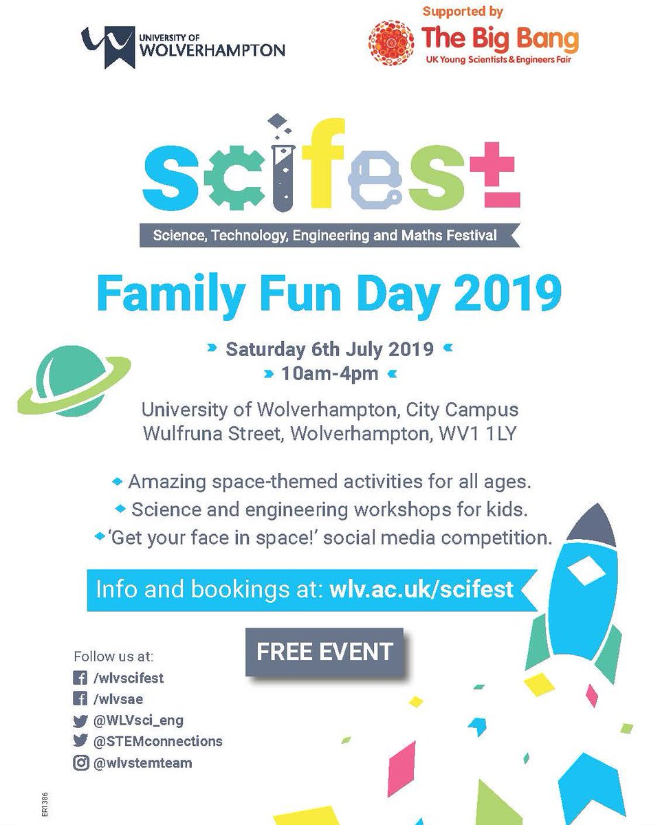 Our brand new SciFest poster. Same family fun day though! See you on the 6th.
Eventbrite link: eventbrite.co.uk/e/scifest-fami…
#SciFest2019 #Wolverhampton