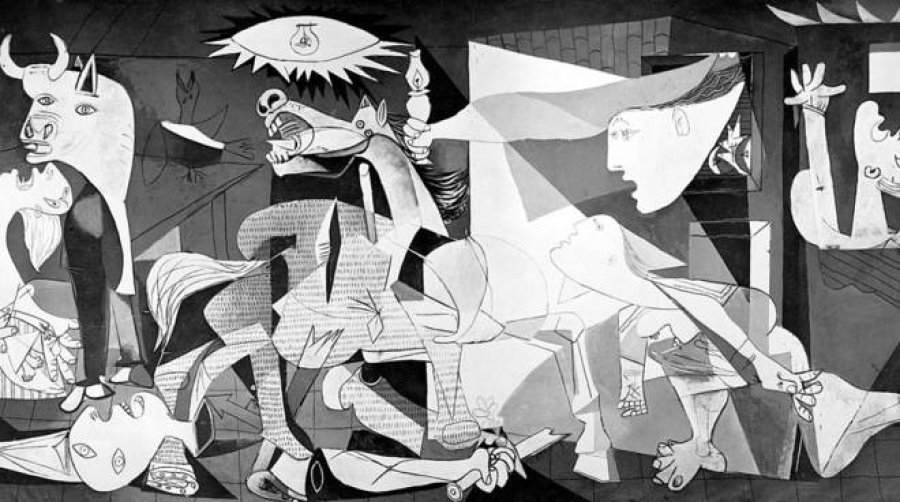 Toodayagain's tweet photo. Oggi nel 1973 muore @PabloPicasso, artista spagnolo che ha lasciato un segno indelebile nella storia dell'arte mondiale per esser stato il fondatore del cubismo. 

(349,3×776,6 cm, i tedeschi bombardano #Guernica) 
«Ha fatto lei questo orrore?» «No, è opera vostra.»

#8aprile https://t.co/cG9T5TQnz1