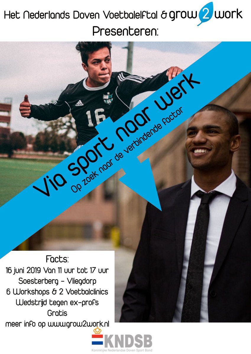 grow2work's tweet image. Uitnodiging! Komen jullie ook naar het "Via sport naar werk" evenement van Grow2Work en het Nederlands Dove Voetbalelftal op 16 juni? Voor jongeren, volwassenen en ouders van dove en slechthorende kinderen!

Meer info vind je hier: mailchi.mp/40df04d9e5b3/v…