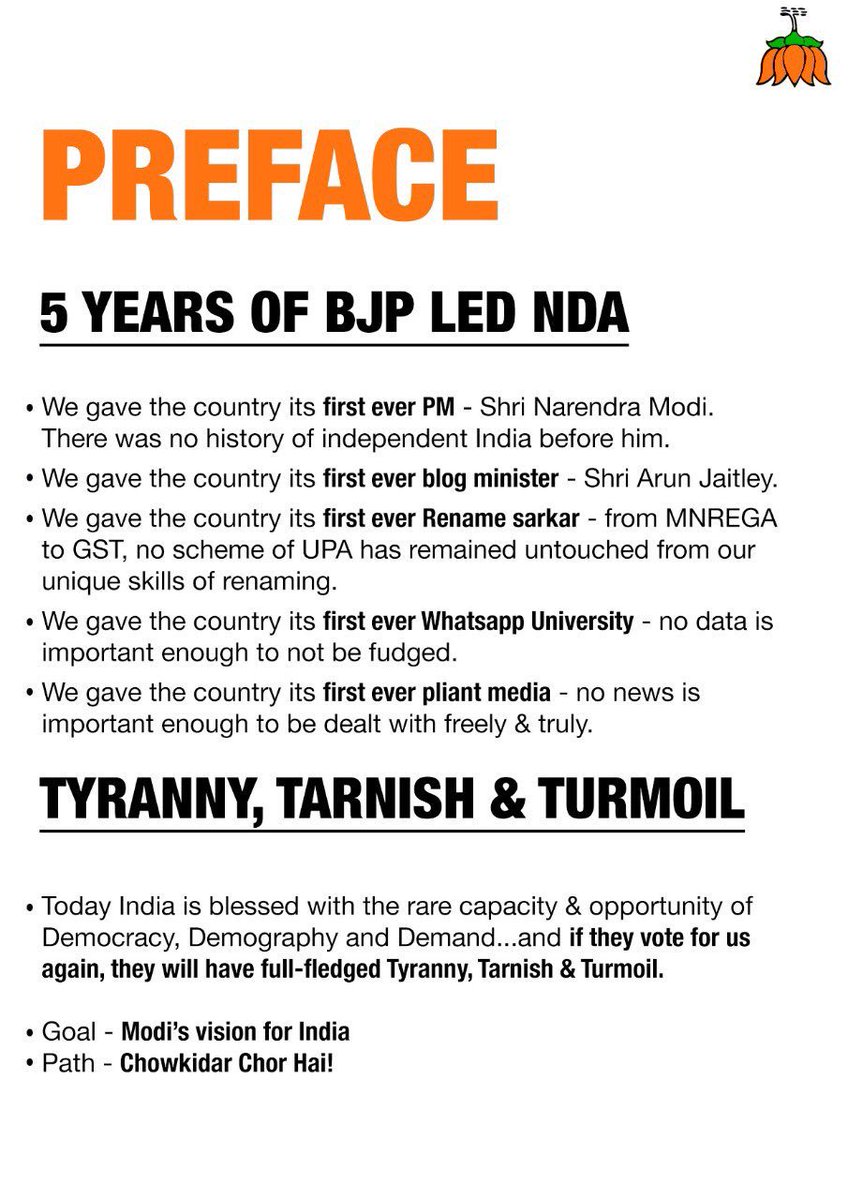 yeshk2011sidd's tweet photo. EXCLUSIVE: BJP's Manifesto has been released! 
 #BJPJumlaManifesto https://t.co/yWVCwbt3zV