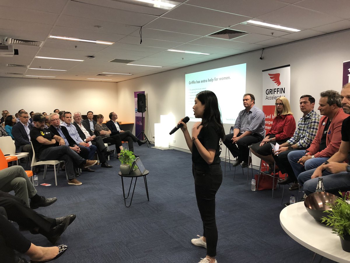 Irene Zhen pitching our new program for female entrepreneurs! Stay tuned to find out more <a href="/GRIFFINAcc/">GRIFFINAccelerator</a> 🙋🏼‍♀️💁🏾‍♀️🚀 #womeninbusiness #WeAreCBR