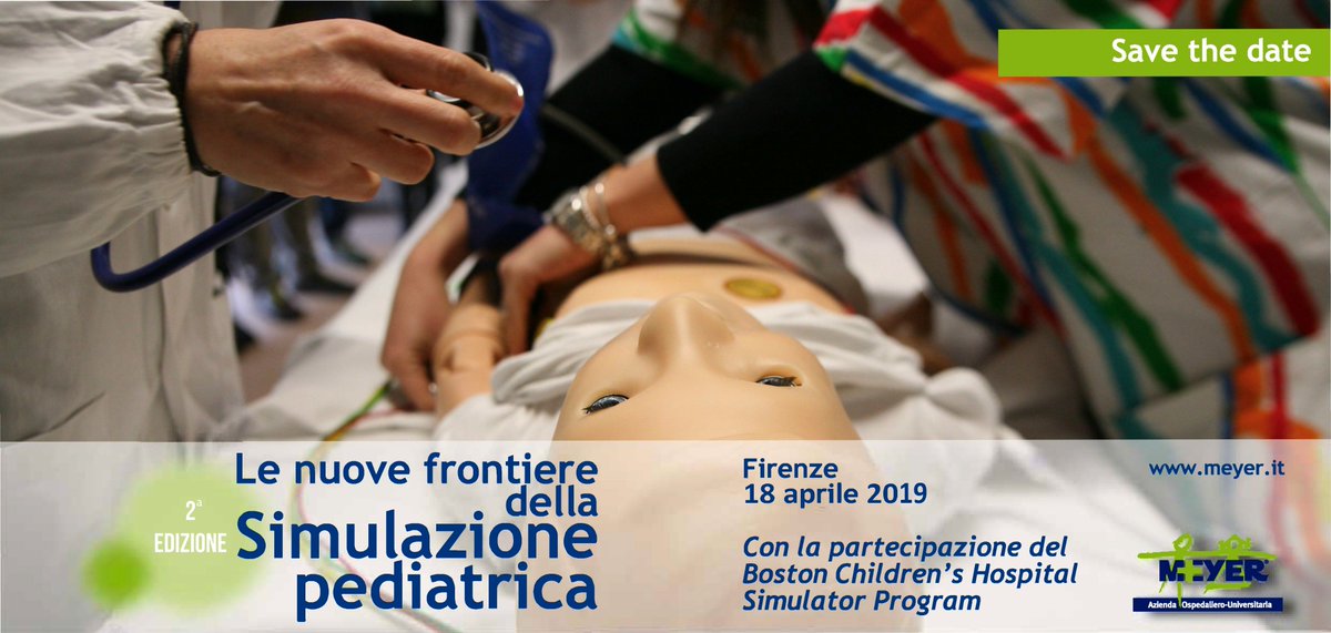 marcodelucadoc's tweet image. 18 Aprile "Nuove Frontiere della #Simulazione #Pediatrica" save the date. A breve link per iscriversi gratuitamente #SIMMeyer