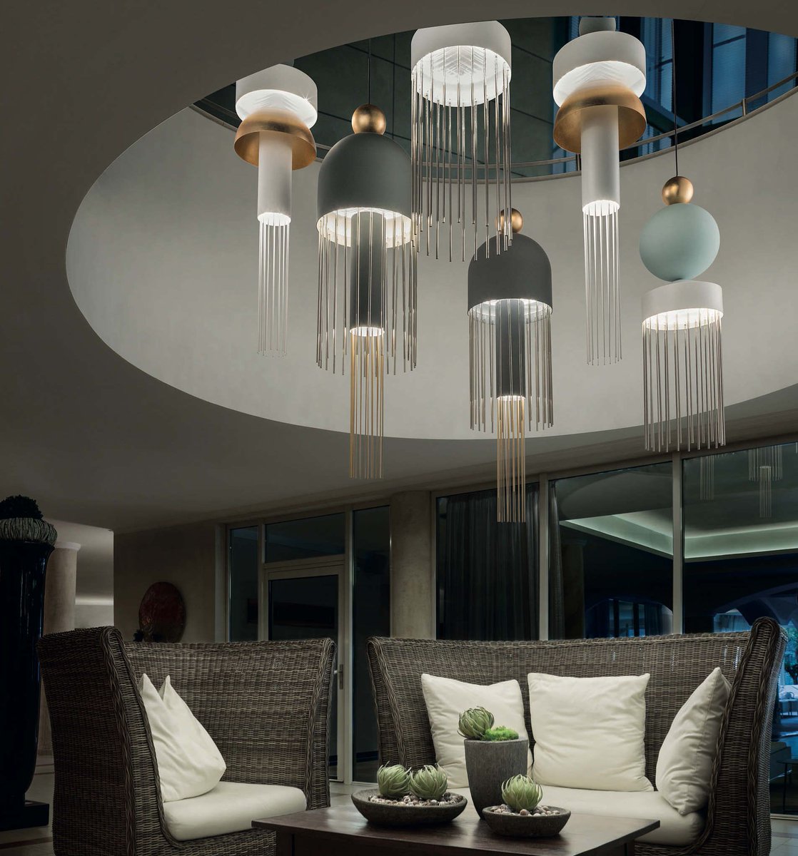 BRAND NEW!!! We welcome the 3 XL "Nappe" pendant designs to our pendant collection. These contemporary designs include a painted (all white or mixed coloured) metal frame body and a traditional fringe shaped metal beamed diffuser. SHOP NOW! pendalier.co.uk/?s=nappe&post_… #lighting #home