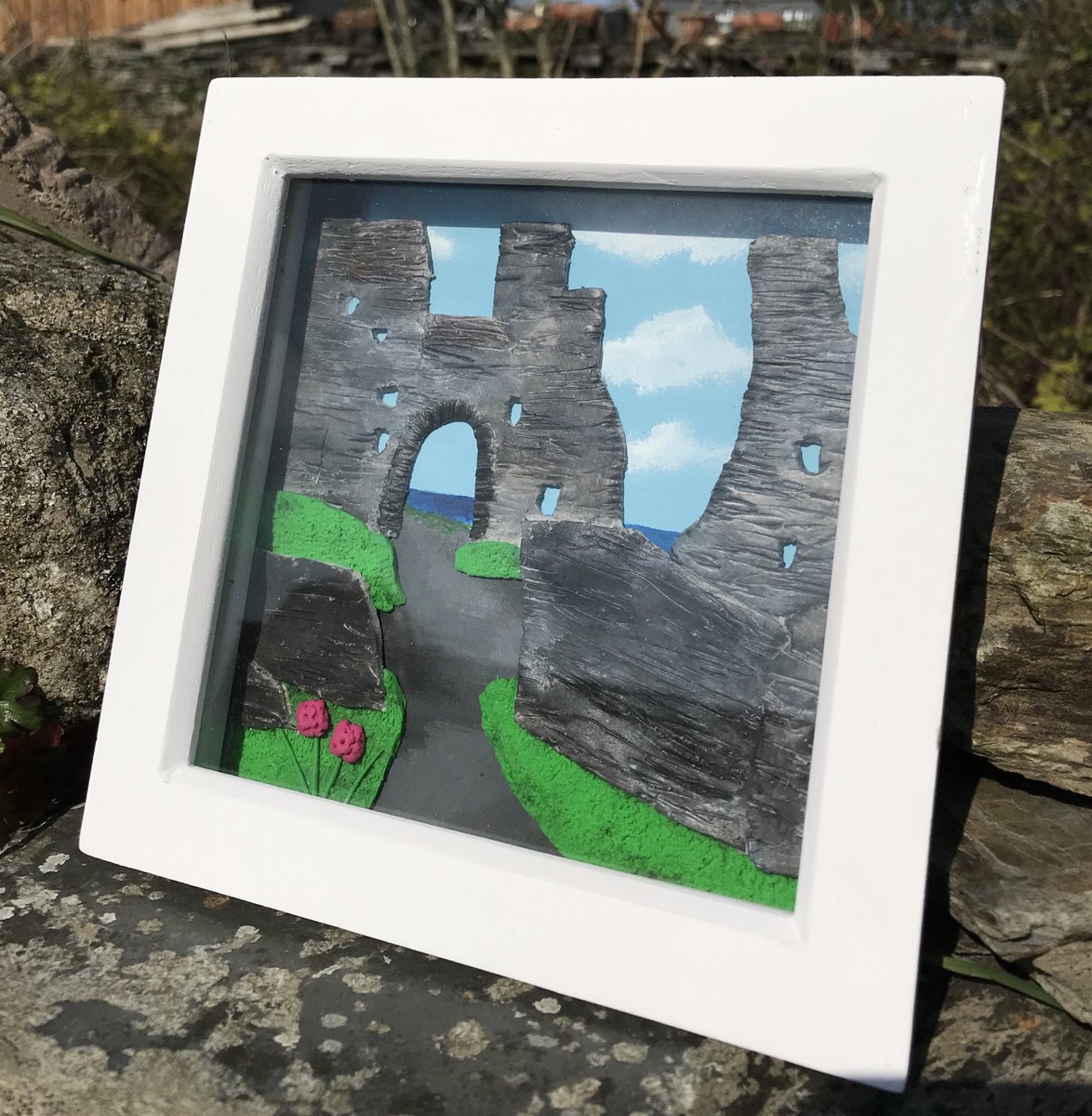 TisAnsum's tweet photo. A handmade picture of Tintagel Castle made by Amy’s Cornish Makes.  All made in polymer clay 🥰#polymerclay #fimo #oneofakind #handmade #handmadeincornwall #madeincornwall #tintagelcastle #cornishcoast #cornishart #tintagel https://t.co/r3zvkCxhJV