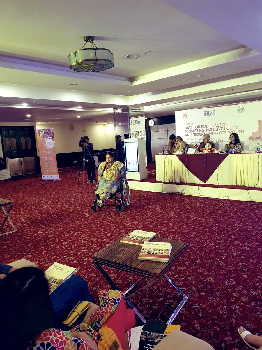 maryamful's tweet image. Zahida Hameed, Fatima Jinnah Woman Award holder, raising concerns about livelihood and mobility for differently abled women.

She says, “when people ask what is disablility, I say attitude against women is a disability. I can live with polio but not with that.” #PCWS