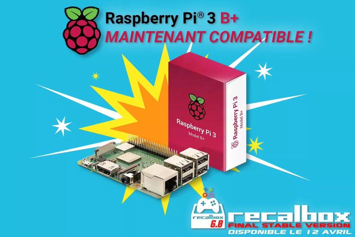 recalbox's tweet image. Recalbox 6.0... J-4 !! 😀🔥
Désormais, le Raspberry Pi 3 B+ est nativement supporté ! 👌😎
Recalbox 6.0, disponible ce vendredi 12 Avril, 21h.
#Recalbox #RetroGaming #RaspberryPi3BPlus #Update #MiseàJour #Recalbox6 #CeyPaTroTo